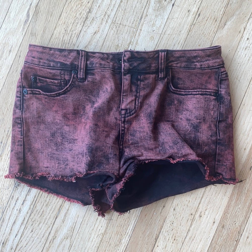 Red Distressed Summer Shorts